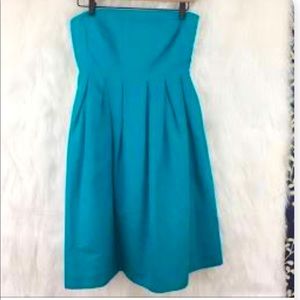Teal Strapless Crepe Just Above Knee Dress
